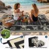 Garvee Outdoor Rugs 8’x10’ Waterproof Reversible Mats, Large Area Plastic Straw Rug, Outside Carpet, Geometric Rv Mat for Patio Camping Picnic Backyard Deck Balcony Porch Beach Trailer(Black & Brown)