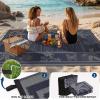 Garvee Outdoor Rugs 8’x10’ Waterproof Reversible Mats, Large Area Plastic Straw Rug, Outside Carpet, Geometric Rv Mat for Patio Camping Picnic Backyard Deck Balcony Porch Beach Trailer(Navy & Grey)