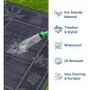 Garvee Outdoor Rugs 8’x10’ Waterproof Reversible Mats, Large Area Plastic Straw Rug, Outside Carpet, Geometric Rv Mat for Patio Camping Picnic Backyard Deck Balcony Porch Beach Trailer(Navy & Grey)