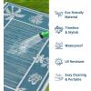 Garvee Outdoor Rugs 8’x10’ Waterproof Reversible Mats, Large Area Plastic Straw Rug, Outside Carpet, Geometric Rv Mat for Patio Camping Picnic Backyard Deck Balcony Porch Beach Trailer(Blue & White)