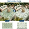 Garvee Outdoor Rugs 8’x10’ Waterproof Reversible Mats, Large Area Plastic Straw Rug, Outside Carpet, Geometric Rv Mat for Patio Camping Picnic Backyard Deck Balcony Porch Beach Trailer(Sage Green & Ivory)