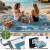 Garvee Outdoor Rugs 8’x10’ Waterproof Reversible Mats, Large Area Plastic Straw Rug, Outside Carpet, Geometric Rv Mat for Patio Camping Picnic Backyard Deck Balcony Porch Beach Trailer(Blue & White)