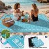 Garvee Outdoor Rugs 8’x10’ Waterproof Reversible Mats, Large Area Plastic Straw Rug, Outside Carpet, Vintage Rv Mat for Patio Camping Picnic Backyard Deck Balcony Porch Beach Trailer(Teal Blue & White)