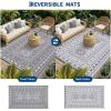 Garvee Outdoor Rugs 8’x10’ Waterproof Reversible Mats, Large Area Plastic Straw Rug, Outside Carpet, Vintage Rv Mat for Patio Camping Picnic Backyard Deck Balcony Porch Beach Trailer(Grey & White)
