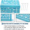 Garvee Outdoor Rugs 8’x10’ Waterproof Reversible Mats, Large Area Plastic Straw Rug, Outside Carpet, Vintage Rv Mat for Patio Camping Picnic Backyard Deck Balcony Porch Beach Trailer(Teal Blue & White)