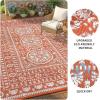 Garvee Outdoor Rugs 8’x10’ Waterproof Reversible Mats, Large Area Plastic Straw Rug, Outside Carpet, Vintage Rv Mat for Patio Camping Picnic Backyard Deck Balcony Porch Beach Trailer(Terracotta & White)