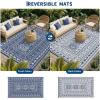 Garvee Outdoor Rugs 8’x10’ Waterproof Reversible Mats, Large Area Plastic Straw Rug, Outside Carpet, Vintage Rv Mat for Patio Camping Picnic Backyard Deck Balcony Porch Beach Trailer(Navy & White)