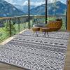 Garvee Outdoor Rugs 8×10 Waterproof for Patios Clearance, Plastic Straw Mats for Backyard, Porch, Deck, Balcony, Reversible, Gray + White