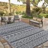Garvee Outdoor Rugs 8×10 Waterproof for Patios Clearance, Plastic Straw Mats for Backyard, Porch, Deck, Balcony, Reversible, Gray + White
