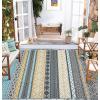 Garvee Outdoor Rugs 8×10 Waterproof for Patios Clearance, Plastic Straw Mats for Backyard, Porch, Deck, Balcony, Reversible, Yellow + Gray