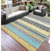 Garvee Outdoor Rugs 8×10 Waterproof for Patios Clearance, Plastic Straw Mats for Backyard, Porch, Deck, Balcony, Reversible, Yellow + Gray