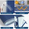 Garvee Patio Rugs Outdoor 10×14 Plastic Straw Rug Reversible Camping Carpet, Waterproof Vintage Outdoor Mat with 4 Stakes and Storage Bag for RV, Picnic, Backyard, Deck, Balcony, Porch, Beach(Geometric|navy&white)