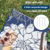 Garvee Patio Rugs Outdoor 10×14 Plastic Straw Rug Reversible Camping Carpet, Waterproof Vintage Outdoor Mat with 4 Stakes and Storage Bag for RV, Picnic, Backyard, Deck, Balcony, Porch, Beach(Floral|navy&white)