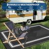 Garvee Patio Rugs Outdoor 10×14 Plastic Straw Rug Reversible Camping Carpet, Waterproof Vintage Outdoor Mat with 4 Stakes and Storage Bag for RV, Picnic, Backyard, Deck, Balcony, Porch, Beach(Border|black)