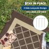 Garvee Patio Rugs Outdoor 10×14 Plastic Straw Rug Reversible Camping Carpet, Waterproof Vintage Outdoor Mat with 4 Stakes and Storage Bag for RV, Picnic, Backyard, Deck, Balcony, Porch, Beach(Geometric|brown&coffee)