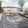 Garvee Patio Rugs Outdoor 10×14 Plastic Straw Rug Reversible Camping Carpet, Waterproof Vintage Outdoor Mat with 4 Stakes and Storage Bag for RV, Picnic, Backyard, Deck, Balcony, Porch, Beach(Vintage|grey&white)