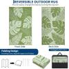 Garvee Patio Rugs Outdoor 10×14 Plastic Straw Rug Reversible Camping Carpet, Waterproof Vintage Outdoor Mat with 4 Stakes and Storage Bag for RV, Picnic, Backyard, Deck, Balcony, Porch, Beach(Leaf|sage Green)