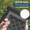 Garvee Patio Rugs Outdoor 10×14 Plastic Straw Rug Reversible Camping Carpet, Waterproof Vintage Outdoor Mat with 4 Stakes and Storage Bag for RV, Picnic, Backyard, Deck, Balcony, Porch, Beach(Geometric|black&grey)