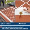 Garvee Patio Rugs Outdoor 10×14 Plastic Straw Rug Reversible Camping Carpet, Waterproof Vintage Outdoor Mat with 4 Stakes and Storage Bag for RV, Picnic, Backyard, Deck, Balcony, Porch, Beach(Geometric|terracotta)