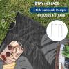 Garvee Patio Rugs Outdoor 10×14 Plastic Straw Rug Reversible Camping Carpet, Waterproof Vintage Outdoor Mat with 4 Stakes and Storage Bag for RV, Picnic, Backyard, Deck, Balcony, Porch, Beach(Leaf|black&grey)