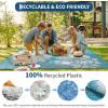 Garvee Patio Rugs Outdoor 10×14 Plastic Straw Rug Reversible Camping Carpet, Waterproof Vintage Outdoor Mat with 4 Stakes and Storage Bag for RV, Picnic, Backyard, Deck, Balcony, Porch, Beach(Floral|light Blue)