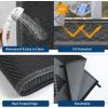 Garvee Patio Rugs Outdoor 10×14 Plastic Straw Rug Reversible Camping Carpet, Waterproof Vintage Outdoor Mat with 4 Stakes and Storage Bag for RV, Picnic, Backyard, Deck, Balcony, Porch, Beach(Geometric|black&grey)
