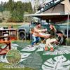 Garvee Patio Rugs Outdoor 10×14 Plastic Straw Rug Reversible Camping Carpet, Waterproof Vintage Outdoor Mat with 4 Stakes and Storage Bag for RV, Picnic, Backyard, Deck, Balcony, Porch, Beach(Leaf|green&white)