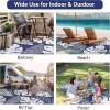 Garvee Patio Rugs Outdoor 10×14 Plastic Straw Rug Reversible Camping Carpet, Waterproof Vintage Outdoor Mat with 4 Stakes and Storage Bag for RV, Picnic, Backyard, Deck, Balcony, Porch, Beach(Leaf|navy&white)