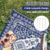 Garvee Patio Rugs Outdoor 10×14 Plastic Straw Rug Reversible Camping Carpet, Waterproof Vintage Outdoor Mat with 4 Stakes and Storage Bag for RV, Picnic, Backyard, Deck, Balcony, Porch, Beach(Vintage|navy&white)