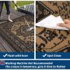 Garvee Patio Rugs Outdoor 10×14 Plastic Straw Rug Reversible Camping Carpet, Waterproof Vintage Outdoor Mat with 4 Stakes and Storage Bag for RV, Picnic, Backyard, Deck, Balcony, Porch, Beach(Vintage|black&brown)