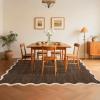 Garvee Scalloped Washable Rugs 9×12 Area Rug for Bedroom Rug Non Slip Throw Rugs Large Living Room Rug Modern Farmhouse Low Pile Soft Stain Resistant Carpet for Nursery Dining Room 9’x12′ Dark Brown