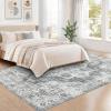 Garvee Vintage Living Room Area Rug 5×7 Large Soft Washable Bedroom Carpet Floral Print Retro Accent Rug Non Slip Thin Floor Carpet Low Pile Foldable Lightweight Rug for Dining Room, Light Green(Light Green)