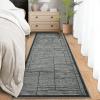 Garvee Washable 2×6 Kitchen Rugs, Modern Geometric Entryway Rug Soft Non Slip Washable Runner Rug for Hallway Bedroom, Stain Resistant Low Pile Contemporary Long Carpet for Entrance Laundry, Green(Patchworked|dark Grey)