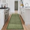 Garvee Washable 2×6 Kitchen Rugs, Modern Geometric Entryway Rug Soft Non Slip Washable Runner Rug for Hallway Bedroom, Stain Resistant Low Pile Contemporary Long Carpet for Entrance Laundry, Green(Patchworked|green)