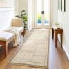 Garvee Washable 2×6 Kitchen Rugs, Modern Geometric Entryway Rug Soft Non Slip Washable Runner Rug for Hallway Bedroom, Stain Resistant Low Pile Contemporary Long Carpet for Entrance Laundry, Green(Patchworked|beige)