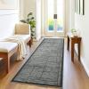 Garvee Washable 2×6 Kitchen Rugs, Modern Geometric Entryway Rug Soft Non Slip Washable Runner Rug for Hallway Bedroom, Stain Resistant Low Pile Contemporary Long Carpet for Entrance Laundry, Green(Patchworked|dark Grey)