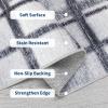 Garvee Washable 2×6 Runner Rug, Modern Geometric Kitchen Rugs, Soft Non Slip Stain Resistant Hallway Runner Indoor Contemporary Distressed Throw Carpet for Laundry Bathroom Bedroom, Green(Plaid|light Grey)