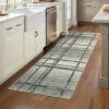 Garvee Washable 2×6 Runner Rug, Modern Geometric Kitchen Rugs, Soft Non Slip Stain Resistant Hallway Runner Indoor Contemporary Distressed Throw Carpet for Laundry Bathroom Bedroom, Green(Plaid|green)