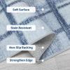 Garvee Washable 2×6 Runner Rug, Modern Geometric Kitchen Rugs, Soft Non Slip Stain Resistant Hallway Runner Indoor Contemporary Distressed Throw Carpet for Laundry Bathroom Bedroom, Green(Plaid|blue)