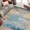 Garvee Washable 4×6 Area Rug for Bedroom Low Pile Living Room Carpet Mat Non Shedding Modern Braided Print (Not Woven) Small Carpet for Bedside Kitchen Entryway Kids Room Office College Dorm, Beige(Abstract | Gold Blue)