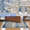 Garvee Washable 4×6 Area Rug for Bedroom Low Pile Living Room Carpet Mat Non Shedding Modern Braided Print (Not Woven) Small Carpet for Bedside Kitchen Entryway Kids Room Office College Dorm, Beige(Blue)