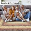 Garvee Washable 4×6 Area Rug for Bedroom Low Pile Living Room Carpet Mat Non Shedding Modern Braided Print (Not Woven) Small Carpet for Bedside Kitchen Entryway Kids Room Office College Dorm, Beige(Braided | Red)
