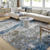 Garvee Washable 4×6 Area Rug for Bedroom Low Pile Living Room Carpet Mat Non Shedding Modern Braided Print (Not Woven) Small Carpet for Bedside Kitchen Entryway Kids Room Office College Dorm, Beige(Blue)
