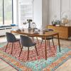 Garvee Washable 4×6 Area Rugs for Living Room – Rug Bedroom Rug-Carpet, Neutral Moody Vintage, Traditional Dining Room Rugs, Office Soft Comfortable, Non Slip. Red(Red and Green Hue)