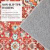 Garvee Washable 4×6 Area Rugs for Living Room – Rug Bedroom Rug-Carpet, Neutral Moody Vintage, Traditional Dining Room Rugs, Office Soft Comfortable, Non Slip. Red(Red and Green Hue)