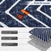 Garvee Washable Rug 4×6 Area Rugs for Living Room Bedroom, Non Slip Low Pile Modern Geometric Foldable Soft Carpet, Stain Resistant & Easy Cleaning Floor Mats for Entryway,Home Office Decor, Dark Grey(Blue)