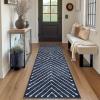 Garvee Washable Rug 4×6 Area Rugs for Living Room Bedroom, Non Slip Low Pile Modern Geometric Foldable Soft Carpet, Stain Resistant & Easy Cleaning Floor Mats for Entryway,Home Office Decor, Dark Grey(Blue)