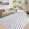 Garvee Washable Rug 4×6 Area Rugs for Living Room Bedroom, Non Slip Low Pile Modern Geometric Foldable Soft Carpet, Stain Resistant & Easy Cleaning Floor Mats for Entryway,Home Office Decor, Dark Grey(Beige)