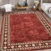 Garvee Washable Rug 4×6 Area Rugs for Living Room Bedroom, Non Slip Low Pile Modern Geometric Foldable Soft Carpet, Stain Resistant & Easy Cleaning Floor Mats for Entryway,Home Office Decor, Dark Grey(Border – Red)