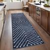 Garvee Washable Rug 4×6 Area Rugs for Living Room Bedroom, Non Slip Low Pile Modern Geometric Foldable Soft Carpet, Stain Resistant & Easy Cleaning Floor Mats for Entryway,Home Office Decor, Dark Grey(Blue)